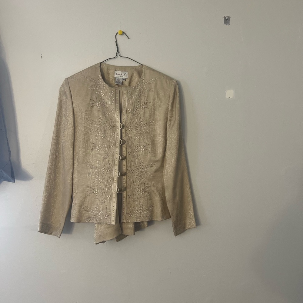 Dana Buchman Gold Embroidered Women's Blazer and maxi skirt